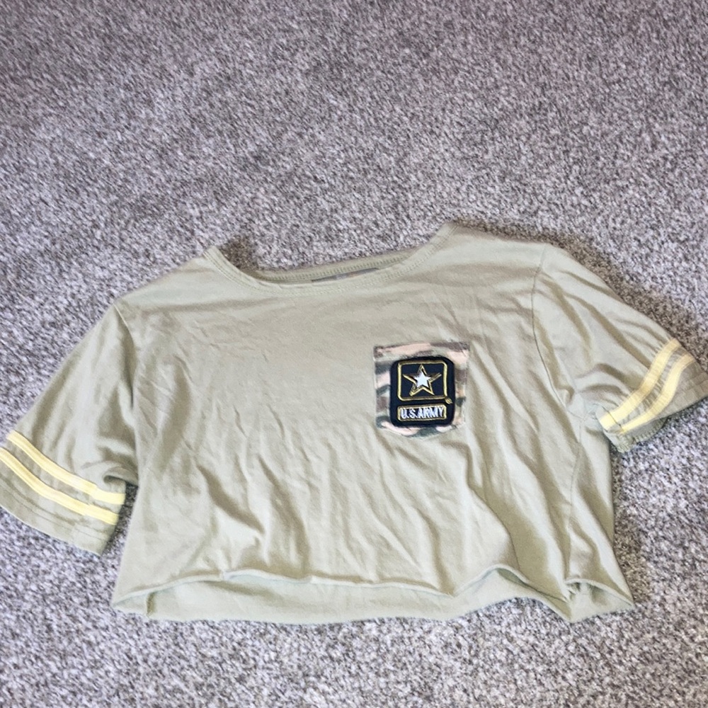 Green crop top army sign
